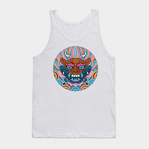 Minhwa: Dragon Face on Shield F Type Tank Top by koreanfolkpaint